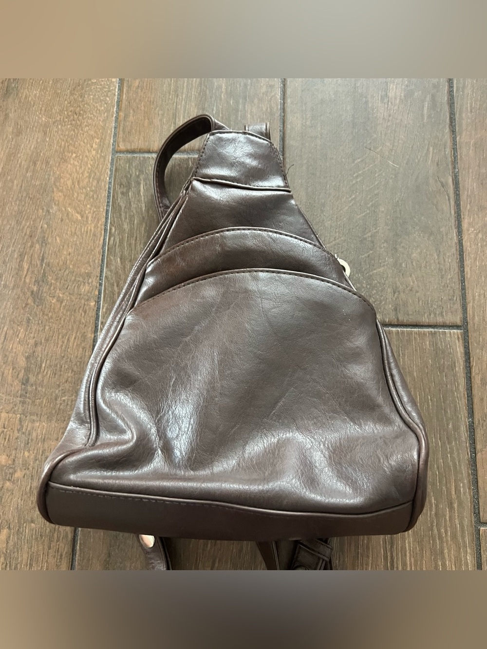 Faux Leather Brown Backpack Purse